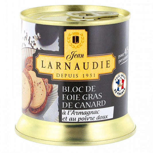 Jean Larnaudie Block of Duck Foie Gras with Armagnac & Peppers 190g