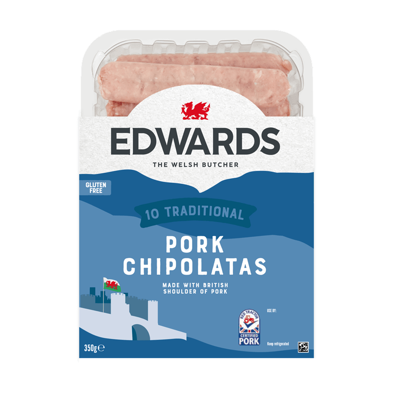Edwards Traditional Pork Chipolatas Sausages 350g (Frozen)