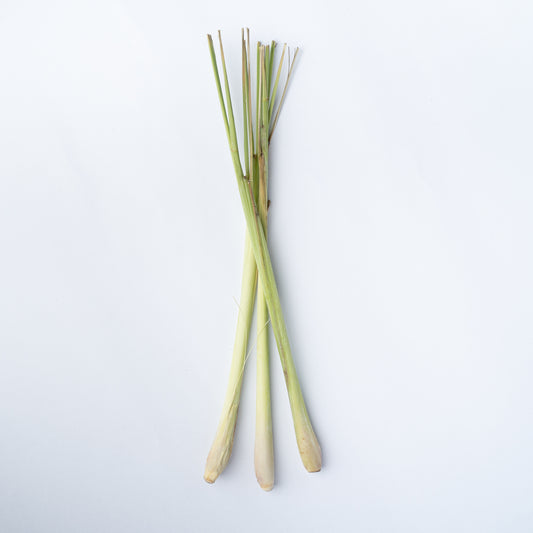 three lemongrass stalks.