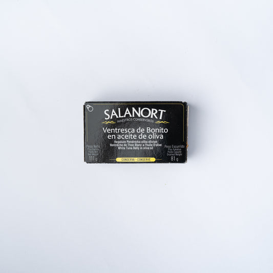 A tin of Salanort White Tuna Belly in Olive Oil 111g.