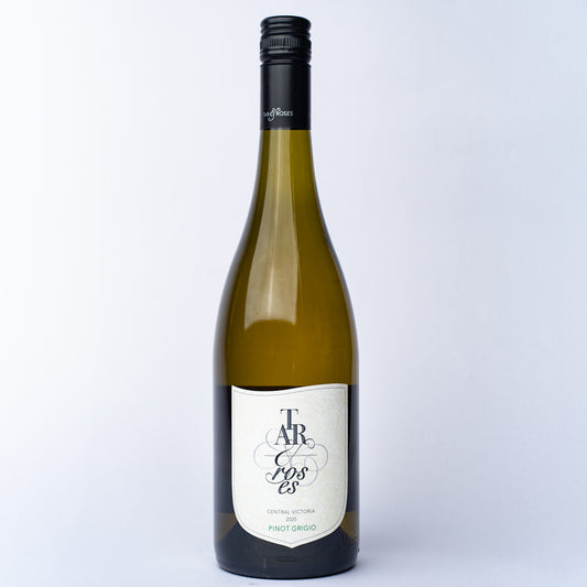 A bottle of Tar & Roses Pinot Grigio white wine.