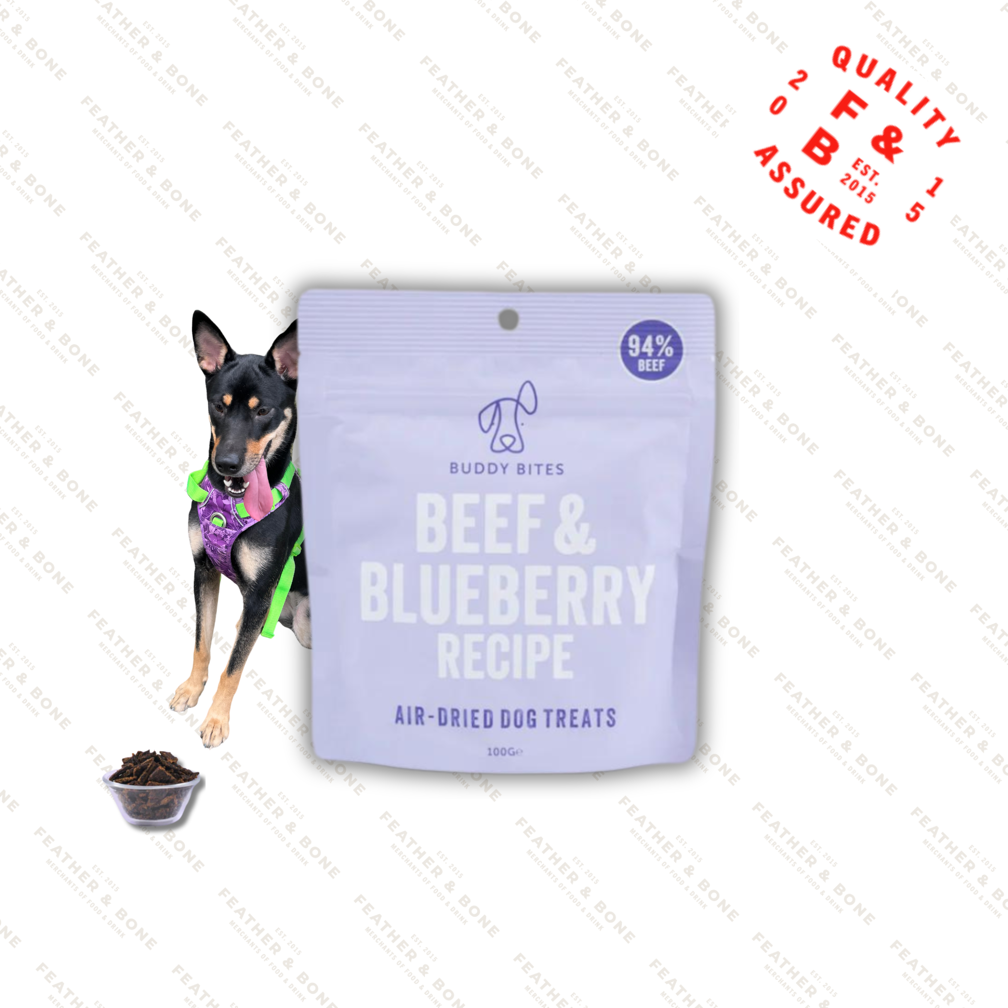 Buddy Bites, Beef & Blueberry Air Dried Dog Treats 100g