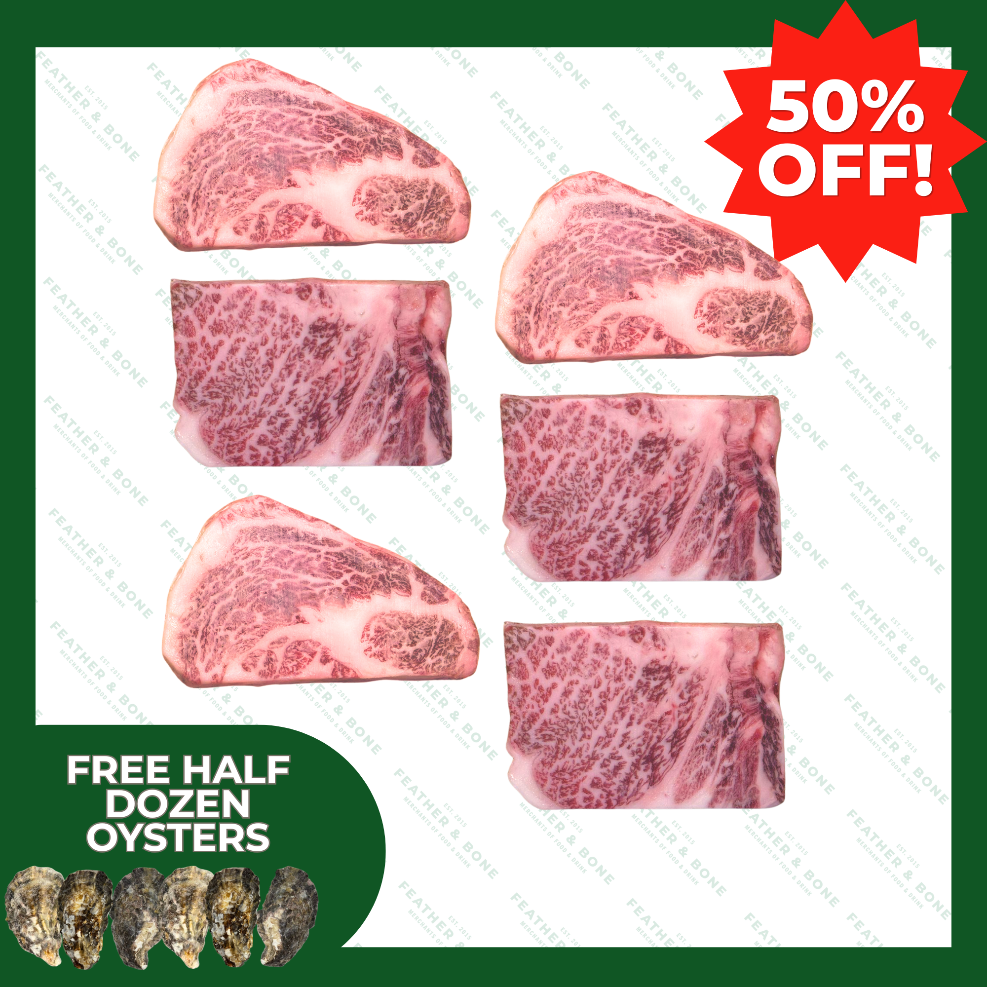 A5 Wagyu Ribeye 230-250g x 6  - FREE 6pcs Japanese Oyster (Frozen)
