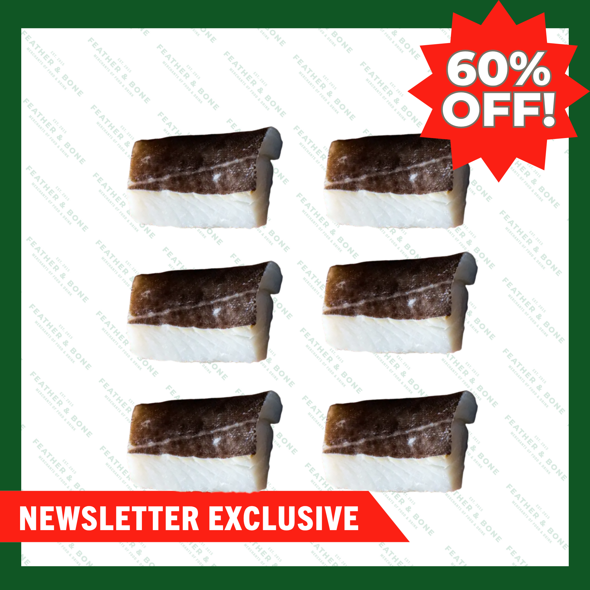 U.S Black Cod Skin on Fillet Pin-Bone 200G in x 6 (Frozen) (Online Exclusive)
