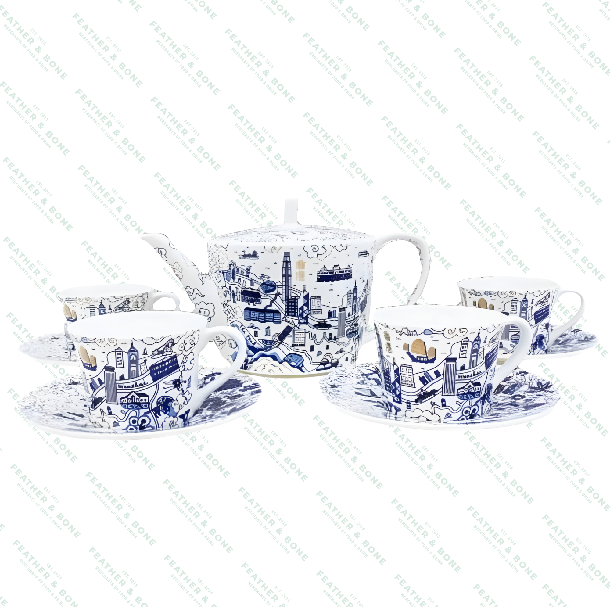 Faux Willow Tea Set Blue