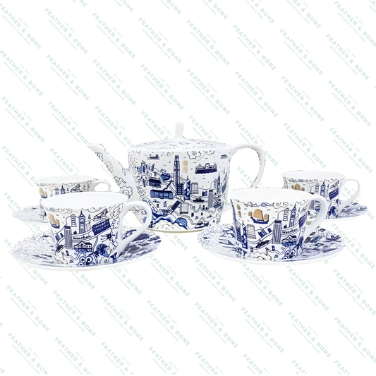 Faux Willow Tea Set Blue