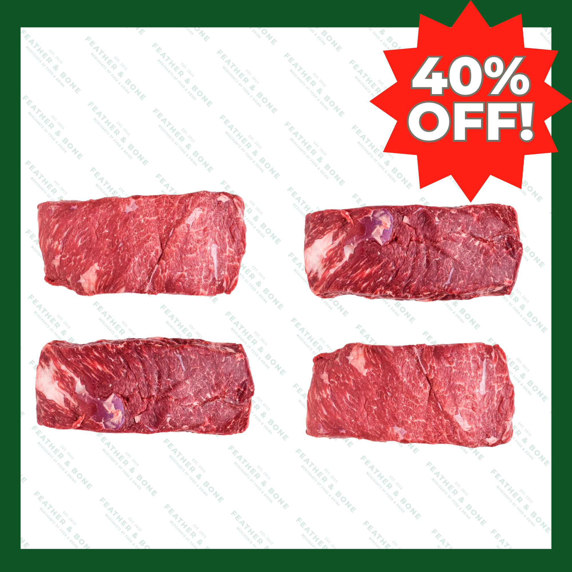 Australian, Grain Fed Denver Steak (Chuck Tail) 400 - 500g x 4 (Frozen)