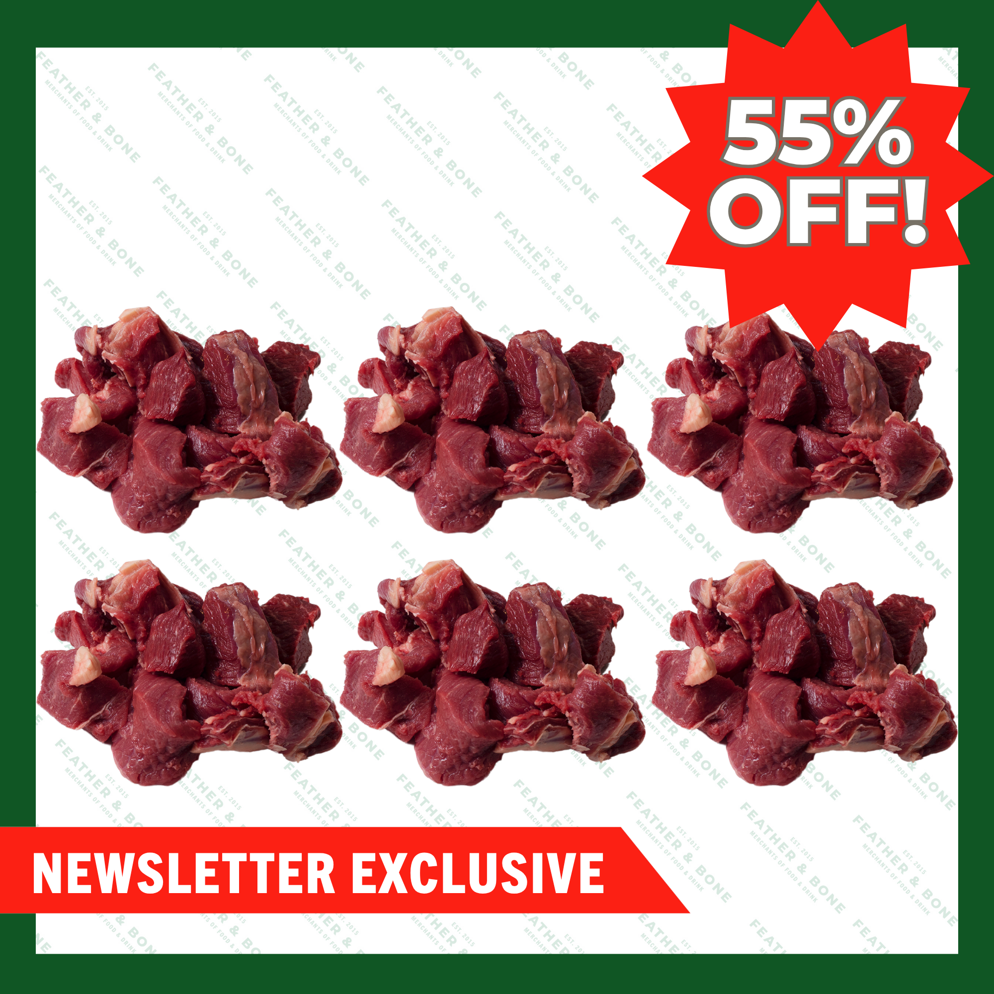 WEEKLY DEAL! Australian, Grass Fed Diced Beef 250g x 6 (Chilled) (Online Exclusive)