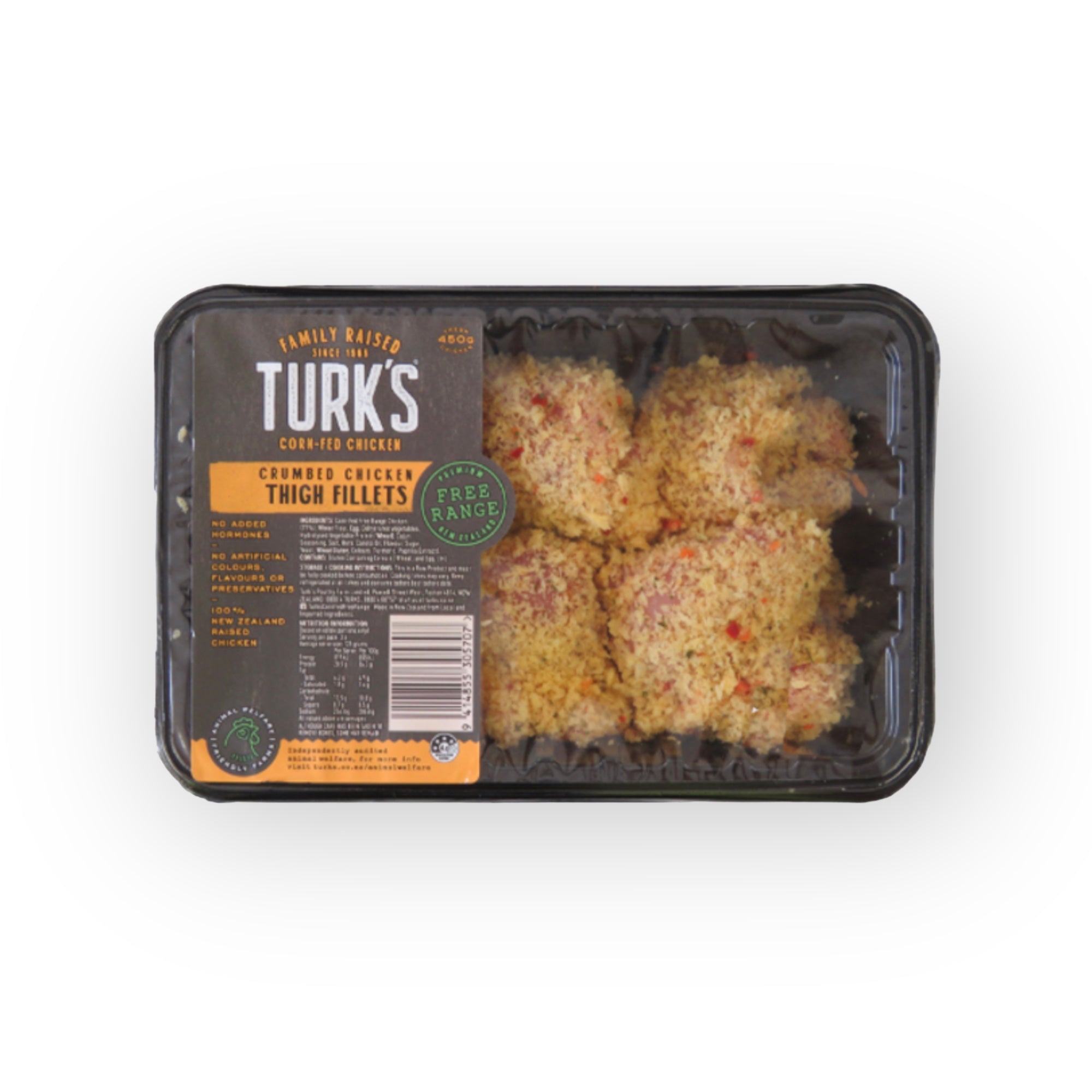 Turk's Free-Range Crumbed Chicken Thigh Fillets 450g (Frozen)