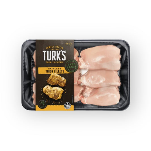 Turk's Free-Range Chicken Thigh Fillets 450g (Frozen)