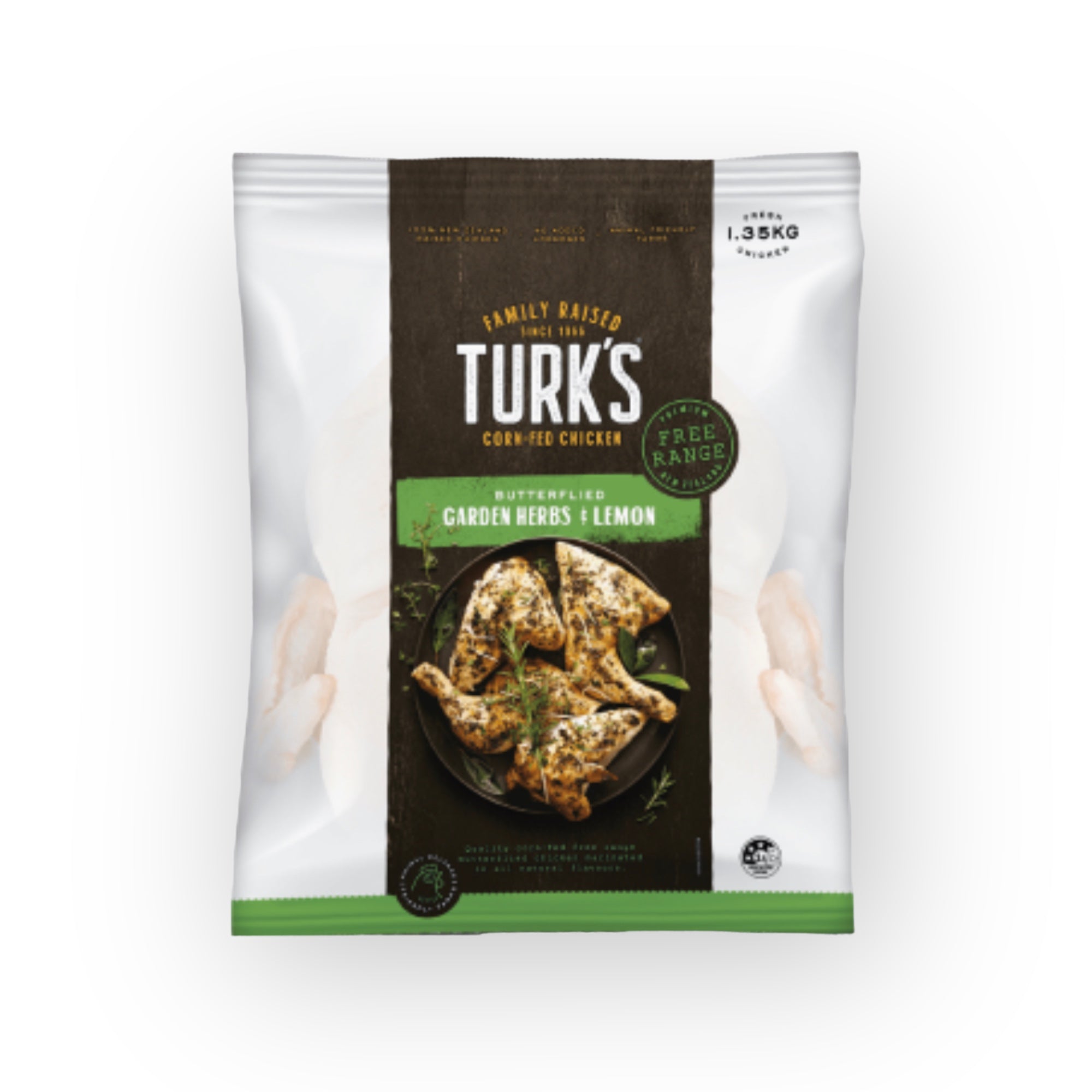Turk's Free-Range Butterflied Chicken Garden Herb & Lemon 1.35kg (Frozen)