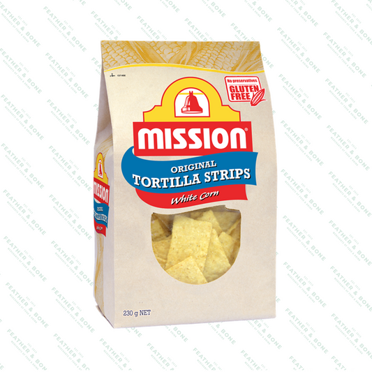 Mission, White corn strips chips 230g