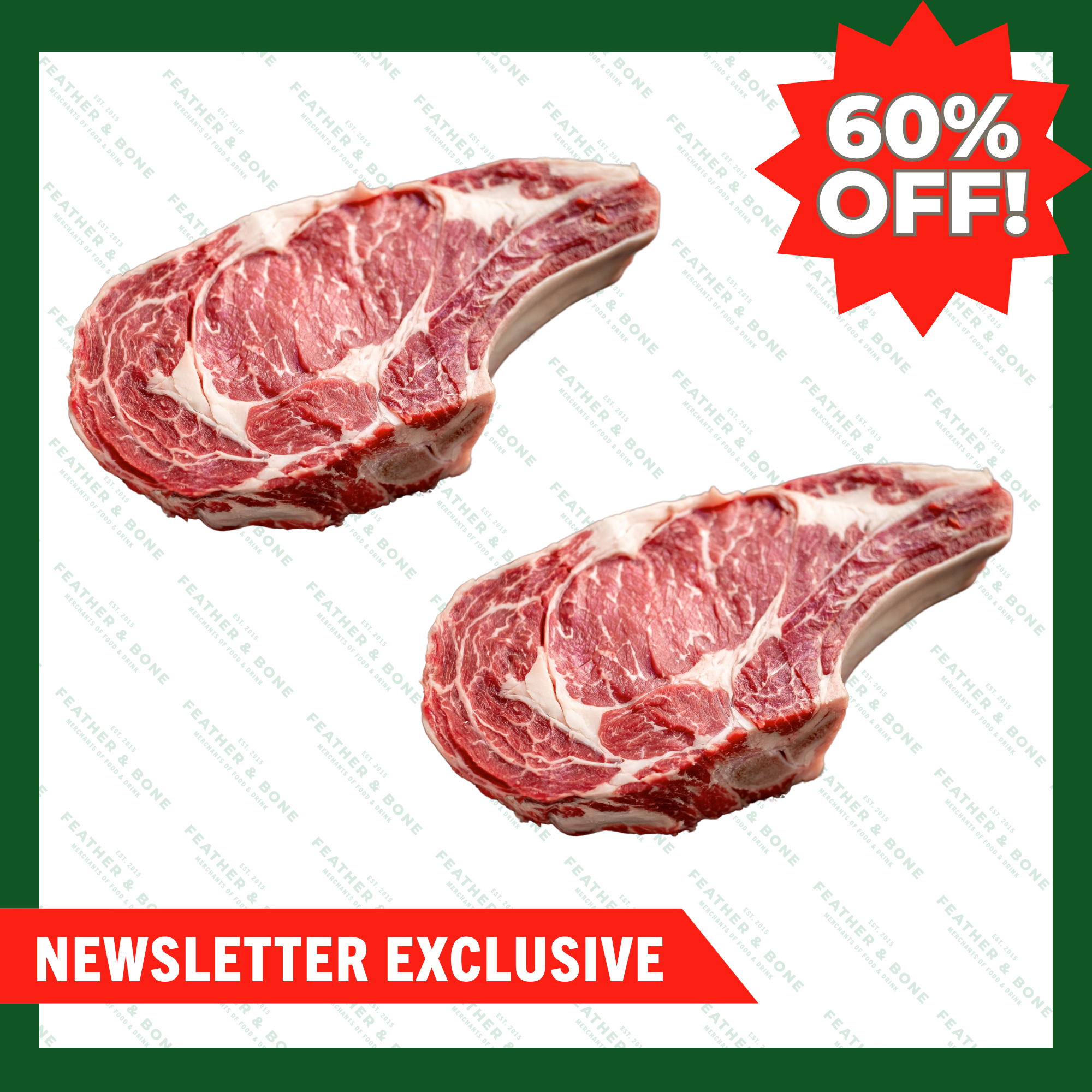 Australian, Grass Fed Bone In Ribeye 800g-1kg x 2 (Chilled) (Online Exclusive)