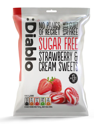 Diablo Sugar Free Strawberry & Cream Sweets 75G