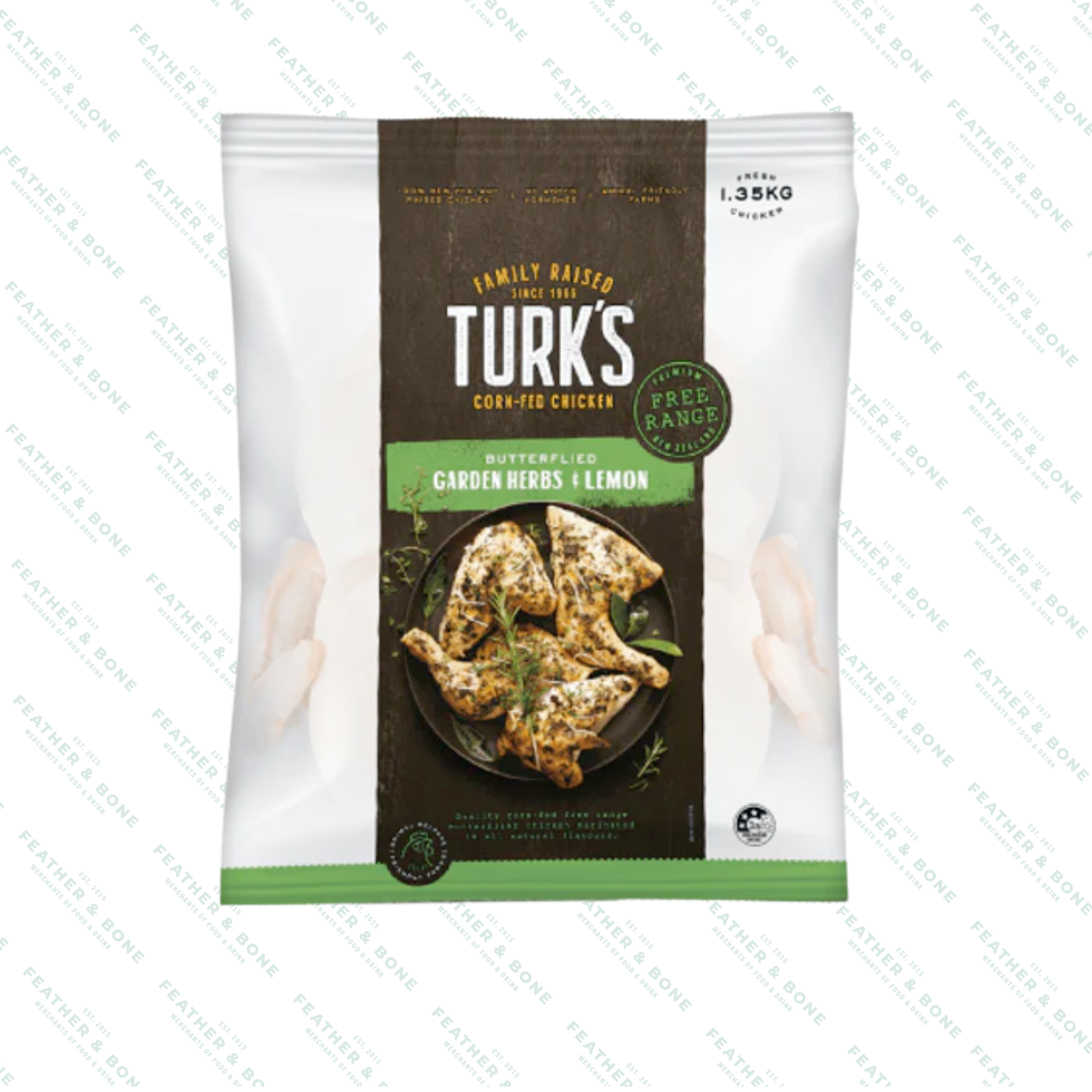 TURK'S Free Range Garden Herb & Lemon Spatchcock 1.35kg (FROZEN)