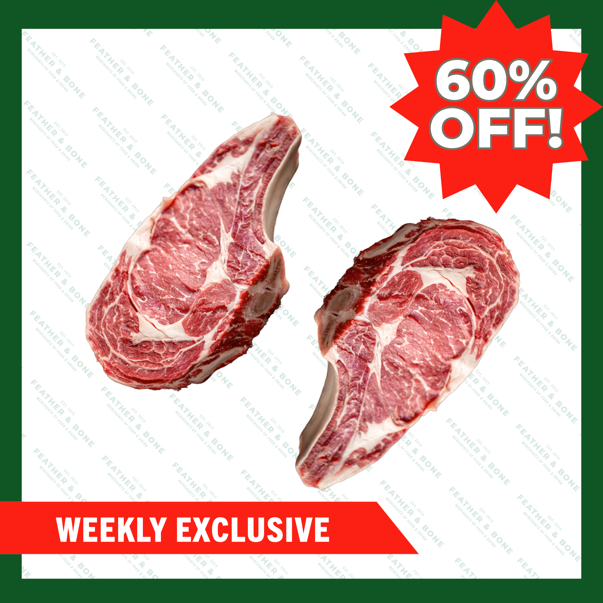 WEEKLY DEAL! Grass Fed Bone in Ribeye 800- 1KG x 2 (Chilled) (Online Exclusive)