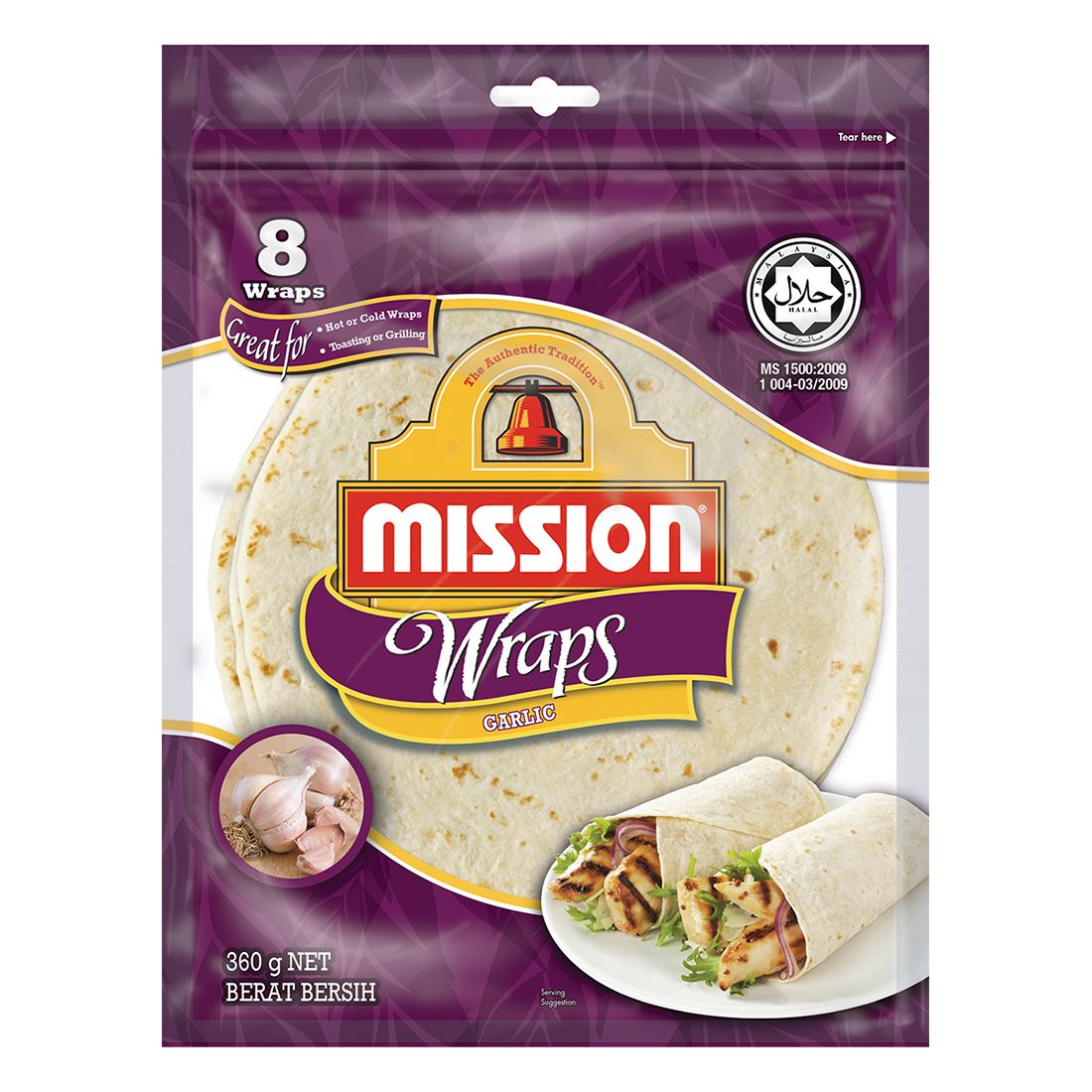 Mission Wraps Garlic 360g (8pc)