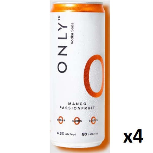 Only Vodka Soda Mango Passionfruit 330ML (4 Cans)