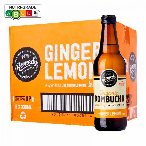 Remedy Organic Kombucha Ginger Lemon 330ml