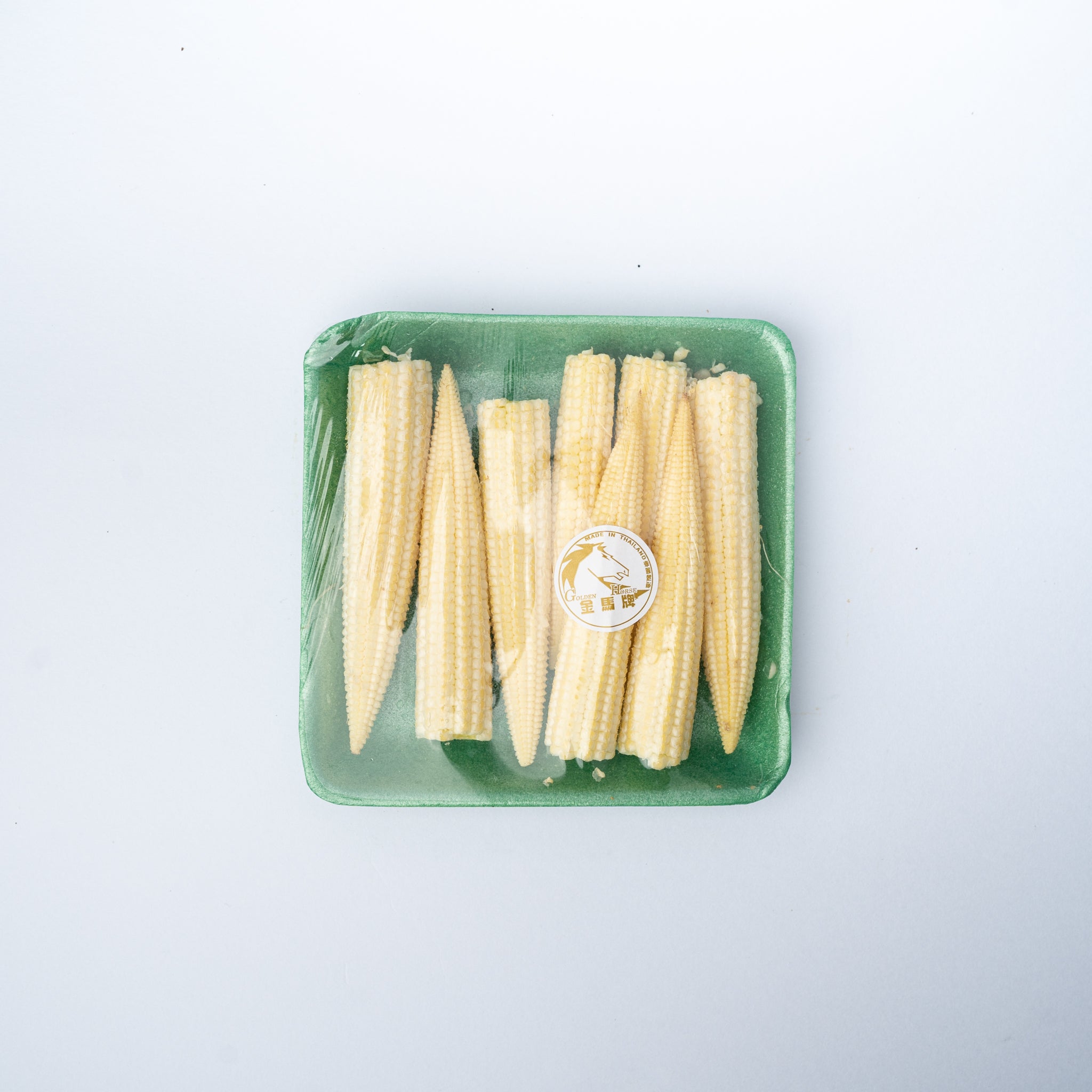 A 120g pack of baby sweetcorn.