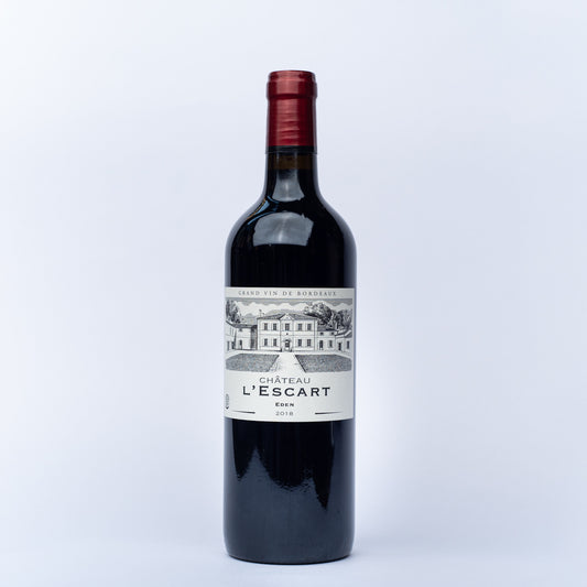 A 750ml bottle of Chateau l'Escart Eden red wine.