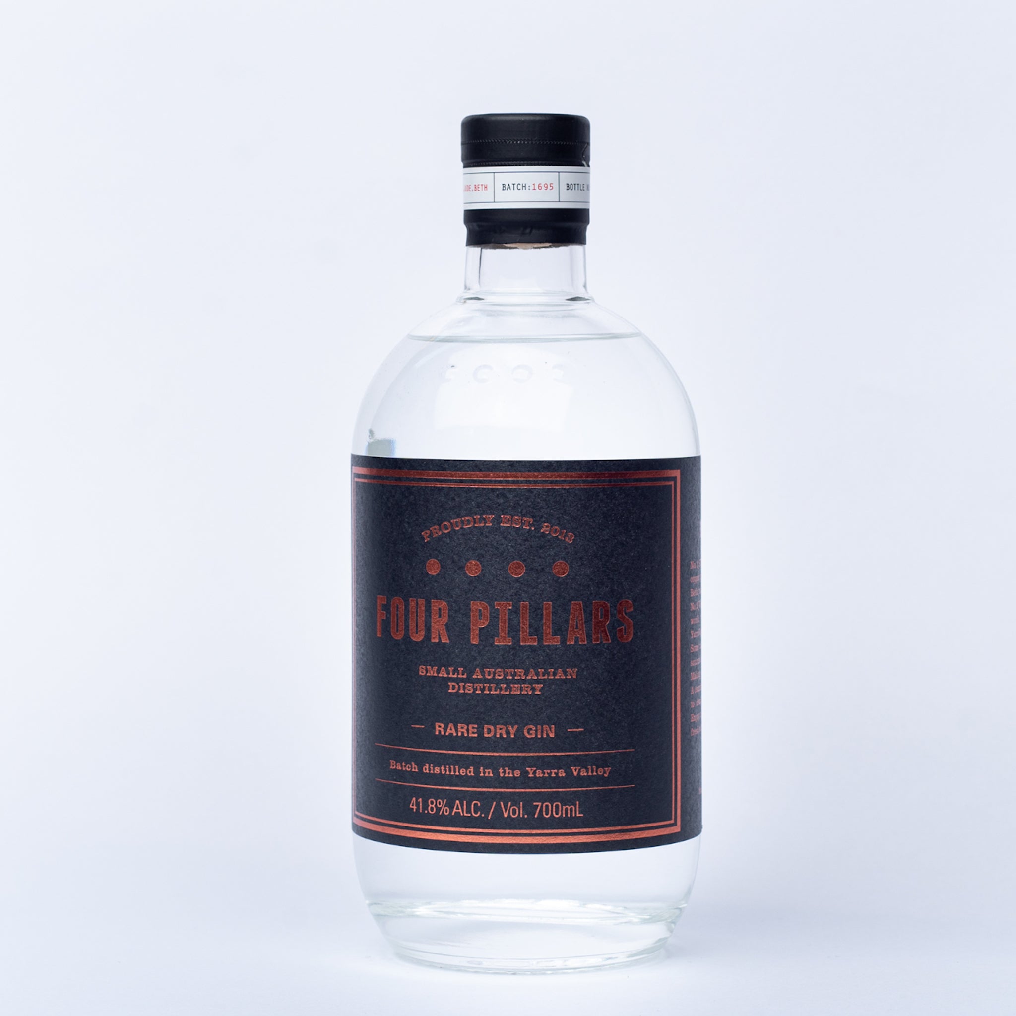 A bottle of Four Pillars Rare Dry Gin.