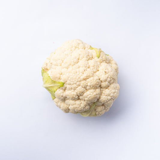 A head of cauliflower shot from above.