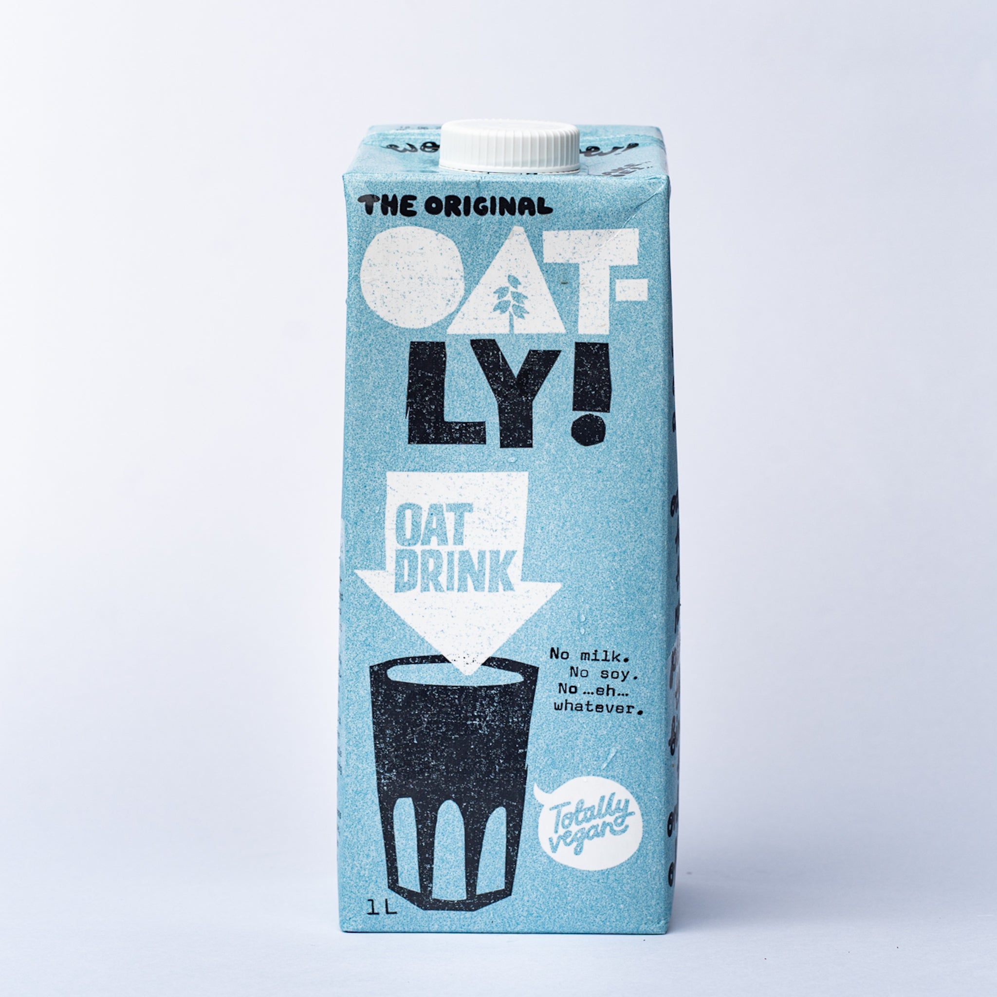 A 1l tetra pack of Oatly Oat Drink Enriched.