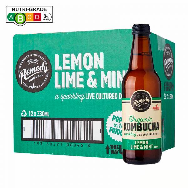 Remedy Organic Kombucha Lemon, Lime & Mint 330ml x 12 bottles