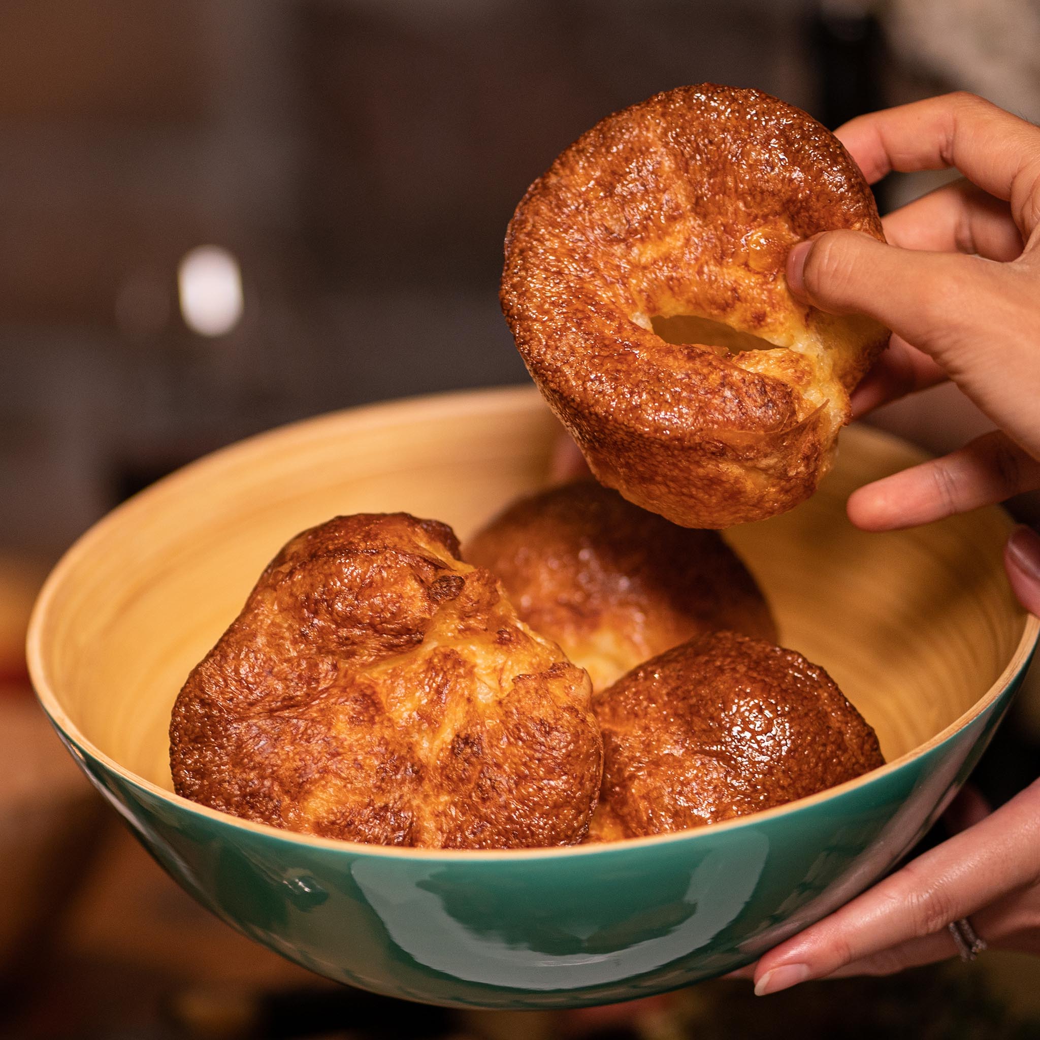 Yorkshire puddings in a bowl.