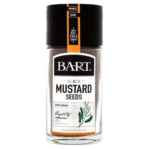 a 55g glass jar of Bart Black Mustard Seed