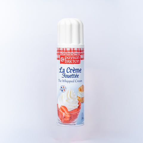 An aerosol can of Paysan Breton Whipped Cream Spray 250g.
