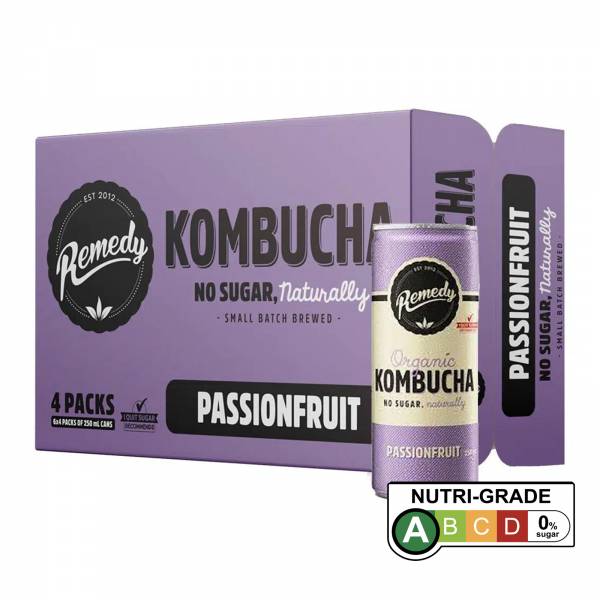 Remedy Organic Kombucha Passionfruit 250ml