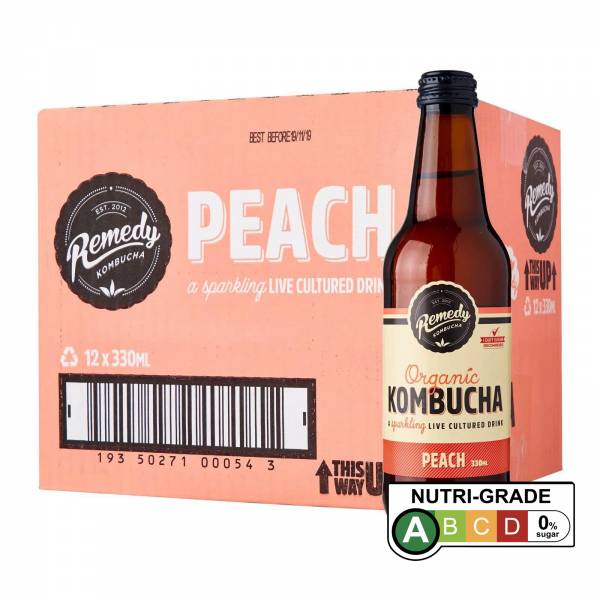 Remedy Organic Kombucha Peach 330ml