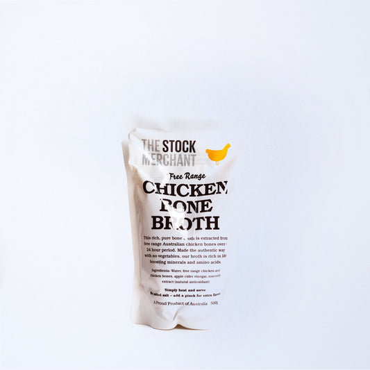 A bag of Stock Merchant Chicken Bone Broth.